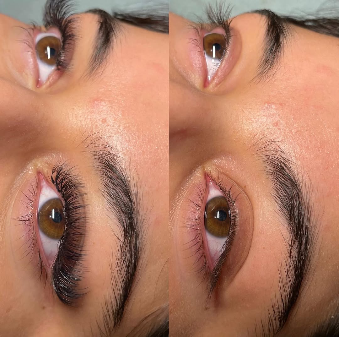 Volume wimperextensions, voor en na